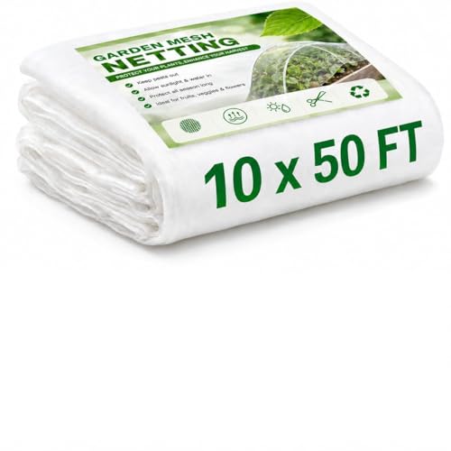10 ft x 50 ft Garden Mesh Netting,Ultra Fine Plant netting for garden protection, garden netting for raised beds Vegetables,Bird Insect Nettings for Gardening, Blueberry Bush Strawberry Nettings Cover - size: 10 ft x 50 ft