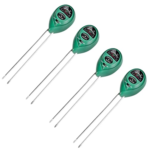 iPower 4 Pack 3-in-1 Soil Test Kit, Soil Moisture/Light/pH Meter for House Plant, Garden Lawn, Farm, Ideal for Indoor & Outdoor Use - size: Round, style: 4 Pack