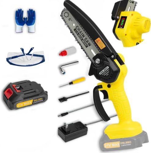Mini Chainsaw Cordless, 6 IN Lightweight Electric Chainsaw for Wood Cutting - color: Yellow04