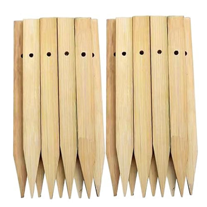 20 Pcs Wooden Garden Stakes, 7.87 inchPolished Bamboo Plant Stakes, Bamboo Garden Stake with Pre-drilled Hole, Blue & Black
