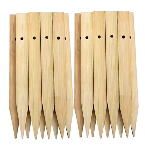20 Pcs Wooden Garden Stakes, 7.87 inchPolished Bamboo Plant Stakes, Bamboo Garden Stake with Pre-drilled Hole, Blue & Black