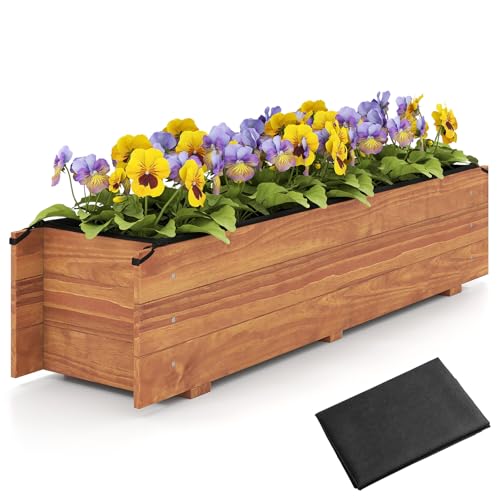 S AFSTAR Raised Garden Bed, 44" x 11" x 10" Wood Rectangle Planter Box with Drainage Holes, Water-Resistant Paint, Decorative Window Box, Outdoor Garden Bed for Fruit Vegetable Flower Herb, Orange - size: 44" x 11" x 10"