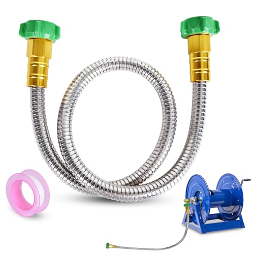 Short Garden Hose with Female to Female Connector, Metal Hose for Hose Reel