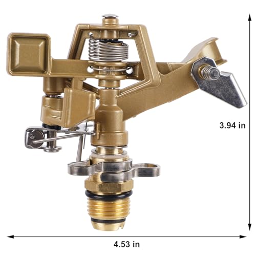 Biswing 1/2 Inch Impact Sprinkler 2 Pack, Heavy Duty Zinc Alloy Lawn Sprinkler Head with Nozzle, Adjustable 20-360 Degree Large Coverage Pattern, Watering Sprinkler for Grass Patio Garden Irrigation - style: Without Stake