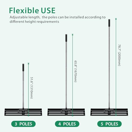 Lawn Leveling Rake 30" x 10" with 78" Adjustable Stainless Steel Handle - Heavy Duty Wide Leveling Tool for Large Areas, Grass & Soil Leveler