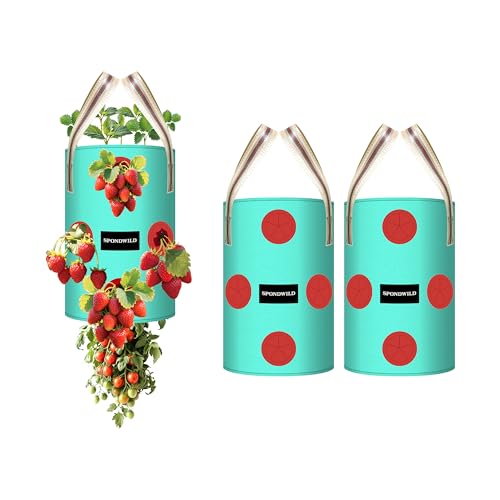 3 Pack 5 Gallon Hanging Strawberry Planter Bags for Tomatoes - size: 5 Gallon