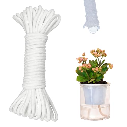 ORIMERC 30 feet 1/5 inch Self Watering Capillary Wicking Hydroponic Wick Cord Vacation Plant Sitter DIY Self-Watering Planter Pot Automatic Water System Device Potted Violet Auto Seedling Waterer Rope - size: 30 feet (1/5 inch)