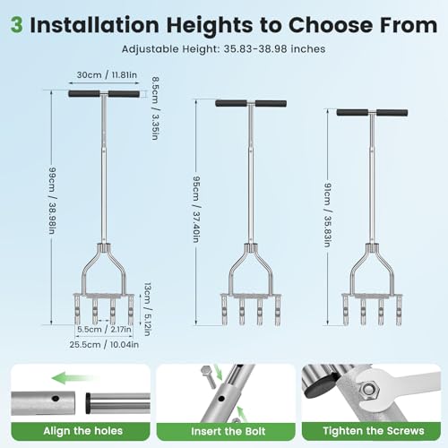 Manual Lawn Core Aerator with 4 Hollow Tines, Plug Aerator Tool