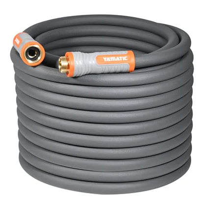 YAMATIC Flexible Garden Hose 5/8"x100ft, 360° Swivel Handle, Burst 600 PSI - color: Gray, size: 100' (feet) Male to Female with Swivel