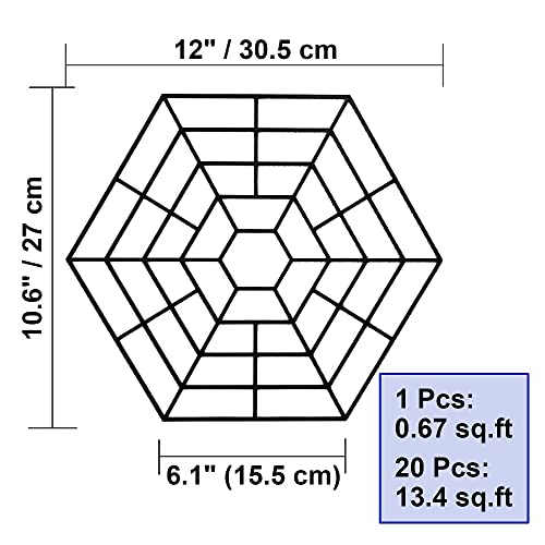 MAITER Pond Netting Floating Guard Protect Fish Koi (20 Pack, 10.6" x 12", Black Hexagon)