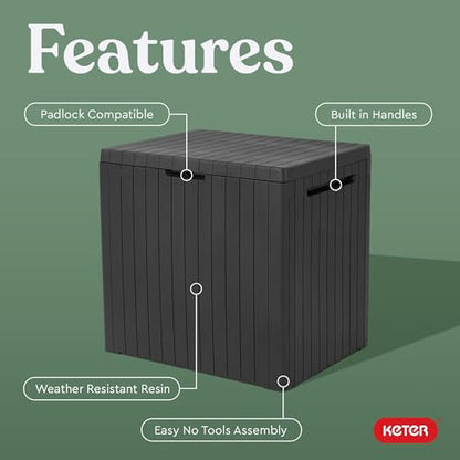 Keter City 30 Gal Outdoor Storage Box and Patio Side Table - color: Dark Grey