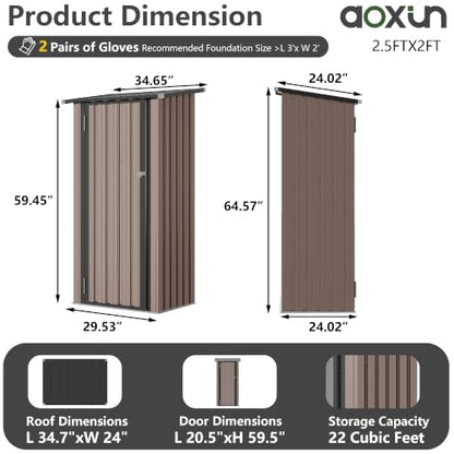 Aoxun 3'x2.9' Metal Storage Shed,Outdoor Cabinet Sheds with Lockable Doors - size: 3x2.9 FT