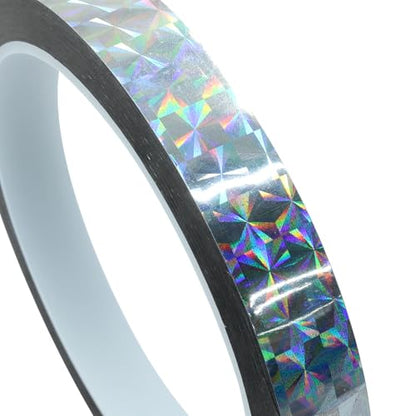 Jiozermi 0.47in Self-Adhesive Holographic ReflectiveTape,Silver,55Yard - size: 0.47 Inch x 55 Yard