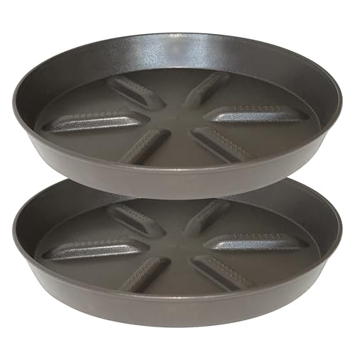 NIMYAU Plant Saucer 12 inch 2 Pack Drainage Plant Saucers – Plastic Plant Drip Trays, Plants Collects Flower Pot Drainage and Excess Water - color: Brown, size: 12" (2-Pack)