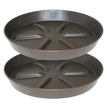 NIMYAU Plant Saucer 12 inch 2 Pack Drainage Plant Saucers – Plastic Plant Drip Trays, Plants Collects Flower Pot Drainage and Excess Water - color: Brown, size: 12" (2-Pack)