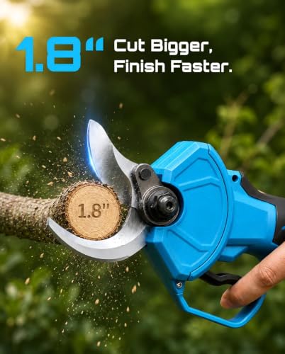 SEESII Electric Pruning Shears, 1.8" Cut Cordless Pruner, 2x4.0Ah Batteries - color: Robin Blue