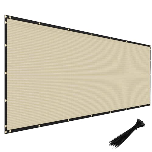 Windscreen4less Privacy Fence Screen Heavy Duty Windscreen Fencing Mesh Fabric Shade Net Cover with Brass Grommtes for Outdoor Wall Garden Yard Pool Deck, 8'x2' Beige - color: Beige, size: 8' x 2'