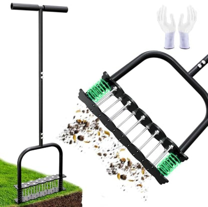 Lawn Aerator Tool, Black Manual with 14 Iron Spikes - color: Black