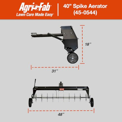 Agri-Fab 45-0544 40 inch Tow Behind Spike Aerator for Aerating Lawns; 10 Galvanized Steel Spike Disks, Universal Hitch, Black