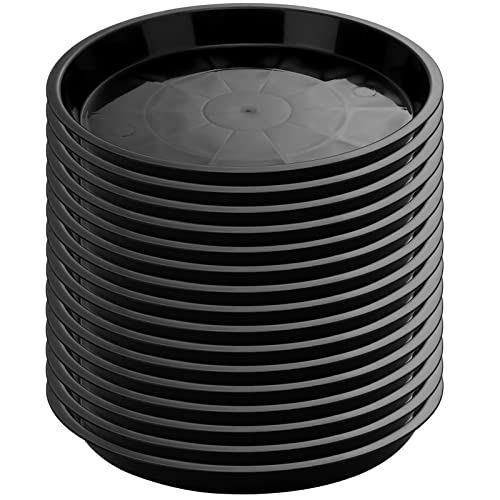 Honeydak 16 Pack 11.8 Inch Plant Saucer Plastic Plant Water Tray Plastic Saucers for Indoors Outdoors Round Pot Planter Heavy Duty Drip Trays for Garden Flower, Black - size: 11.8 Inches in Top Size