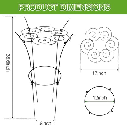 Peony Ring Metal Plant Support Cage 39in Rustproof for Roses