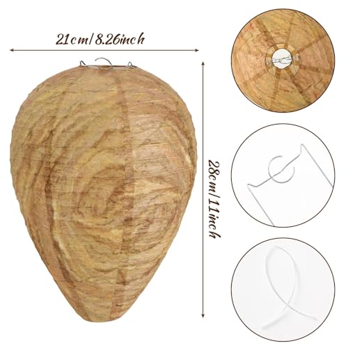 DECYOOL 8 Pack Paper Fake Wasp Nests Decoys for Yellow Jackets - color: Dark Brown, Light Brown