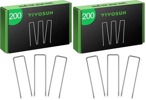 VIVOSUN 6-Inch 400-Pack Garden Stakes, 11-Gauge Galvanized Steel U-Shaped Staples for Landscape Fabric, Ground Cover, Soaker Hose, Irrigation Tubing, and Fence Securing - size: 200 PCS (Pack of 2)