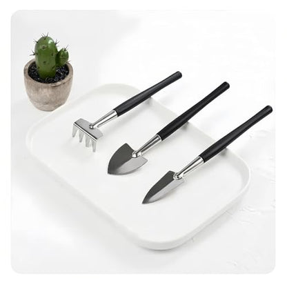 Mini Gardening Tool Set for Potted Plants, 3-Piece Indoor Plant Care Kit with Stainless Steel Shovel & Trowel, Precise Weeding and Transplanting Tools for Greenhouses