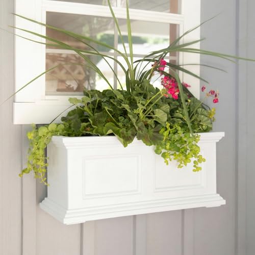 Mayne Fairview 24in Self-Watering Retangular Window Box Planter, White - color: White, size: 24in