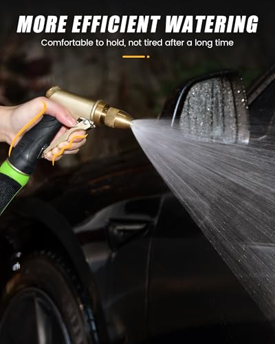 RAINPOINT Heavy Duty Metal Spray Nozzle for Garden Hose, High Pressure Garden Hose Nozzle with Adjustable Spray Patterns for Watering Plants, Car Washing, and Pet Showering (2 pcs)