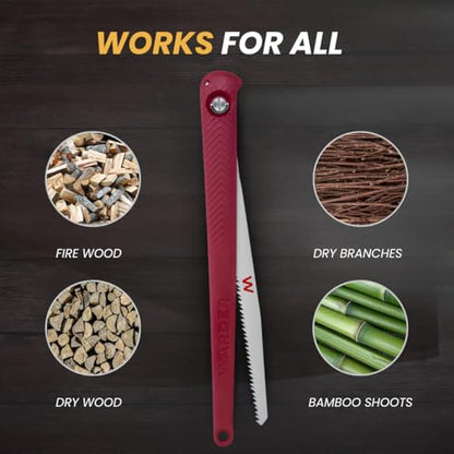 Warder Folding Saw - Portable Hand Saw for Wood & Tree Cutting, Camping & Hunting, Foldable & Durable Design
