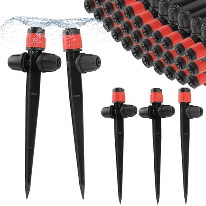 35PCS 1/4" Drip Irrigation Emitters, Kalolary Locked Irrigation Drippers - color: Red Double-head Locked Sprayer