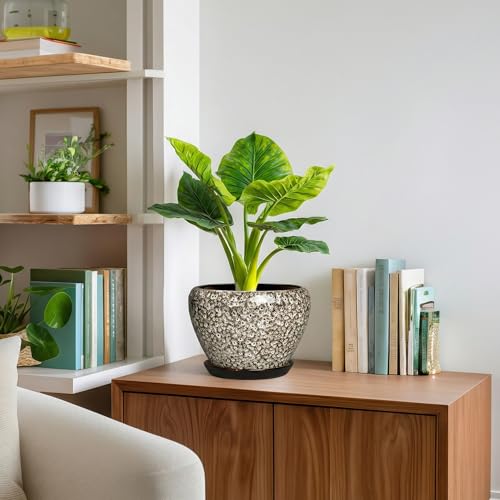Ceramic Plant Pots, 8 Inch Planters Indoor, White Leopard - color: White Leopard, size: 8 Inch