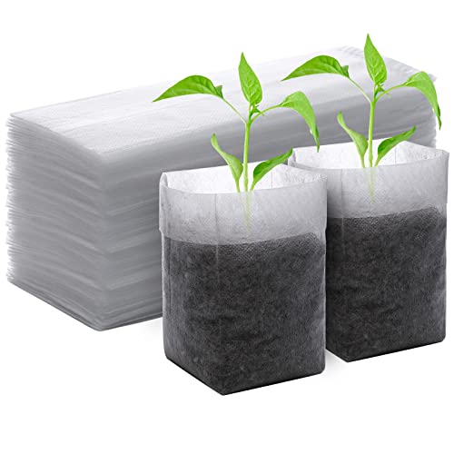 GREANER Biodegradable Seed Nursery Bags - 6.6x7.8 inches, 100PCS Non-Woven Plants Grow Bags for Vegetables, Fabric Seedling Pots Plants Pouch for Flower Fruit Tree, Garden Agricultural Supply - size: 6.3"x7.8"/100pcs