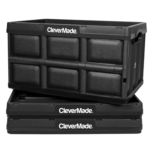 CleverMade Collapsible Storage Bin, No Lid, 16 Gal, Obsidian, 3 Pack - color: Obsidian, size: 62l - 3 Pack