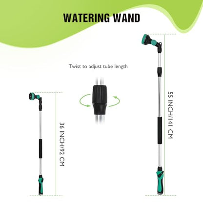 Yesker Watering Wand for Garden Hose, 36-54 Inch Adjustable, 10 Spray Patterns, Sprayer Wand with Pivoting Head, Garden Hose Nozzle with Thumb Flow Control, Ideal for Water Hanging Baskets and Shrubs - size: 36-54 Inch (Telescopic)