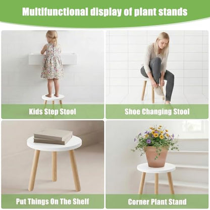 Wood Plant Stands Indoor, White Plant Stand Modern Plant Table for Large Plants, Wooden Plant Stool, Tall Plant Holder Small Round Side for Living Room, Balcony, Office (1 Pack) - color: White
