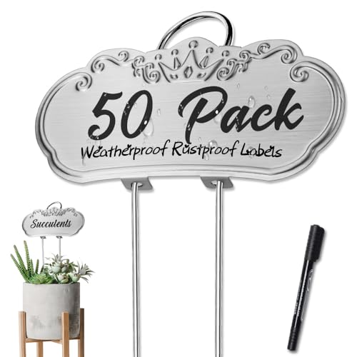 Metal Plant Labels, Waterproof Garden Sign 50Pack Silver Plant Tags - color: Silver, size: 50 PACK SUS 304 Garden Labels
