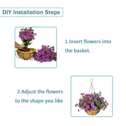 Artificial Hanging Flowers, UV Resistant, 12 Bundles, Mix - color: Purple+fuchsia