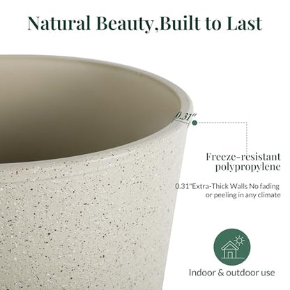 KOL 15 Inch Tall Planters, Beige Plastic Urn Planters, 2 Pack - color: Beige, size: Bundle: 15"+15"