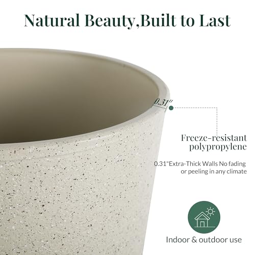 KOL 15 Inch Tall Planters, Beige Plastic Urn Planters, 2 Pack - color: Beige, size: Bundle: 15"+15"