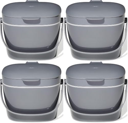 OXO Good Grips Easy-Clean Compost Bin, Charcoal, 6.62 L, 1.75 Gallon (Pack of 4) - color: Charcoal, size: 1.75 Gallon (Pack of 4)