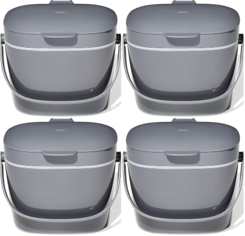 OXO Good Grips Easy-Clean Compost Bin, Charcoal, 6.62 L, 1.75 Gallon (Pack of 4) - color: Charcoal, size: 1.75 Gallon (Pack of 4)