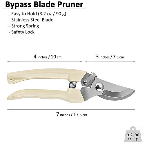 BUGUI Garden Shears Set of 2, Includes 1 Bypass Pruning Shears and 1 Straight Blade Garden Scissors, Sharp, Lightweight - style: Straight+Bypass