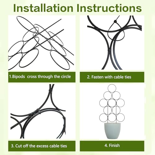 14.2 Inch Trellis for Potted Plants, 3 Pack Metal Plant Trellis Indoor - color: 3 pack black