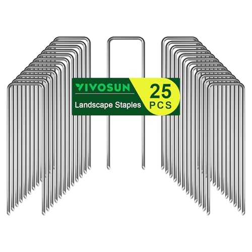 VIVOSUN 6 Inch 25-Pack Landscape Staples, 11 Gauge Steel Garden Stakes - size: 25 PCS
