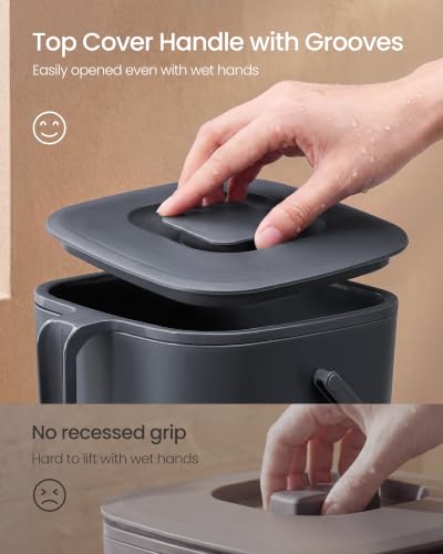 SONGMICS Compost Bin for Kitchen Counter, Plastic, 1.8-Gallon (7 L) - color: Dark Gray, size: 1.8 gallons (7L)