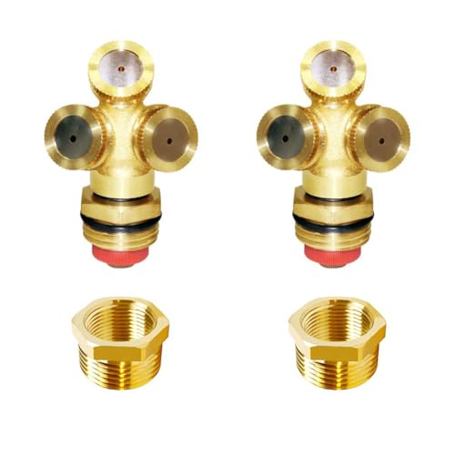 Joywayus Brass Misting Spray Nozzle 3/4" GHT Male 3-Holes Garden Sprinklers Irrigation Connector Water Sprinklers Mister Heads Fitting with Filter Mesh (Pack of 2) - size: 3 Holes-3/4"GHT