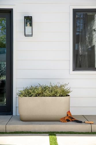 Veradek Demi Series Long Planter - Wide Outdoor Planter - color: Sand, size: 30 inch - 2 Pack