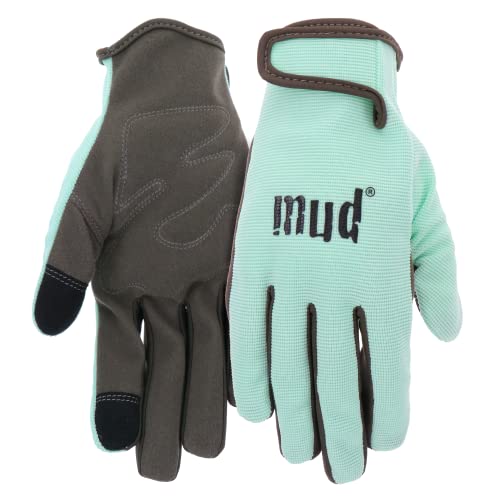 Everyday Mud Women's Synthetic Leather Palm Garden Gloves, Touchscreen Capable, Abrasion Resistant, Hook and Loop Closure - color: Mint, size: Small-Medium